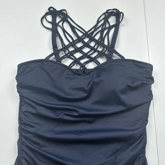 Magic Suit Swimsuit Womens 16 Navy Ruched Removable Pads Adjustable Straps Beach - Picture 6 of 14